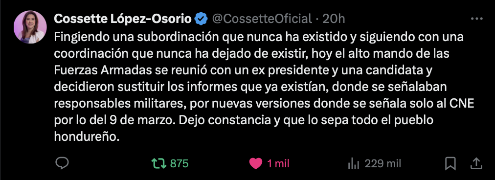 OPINIÓN | ¿Es la denuncia de López Osorio el inicio del fin de la democracia hondureña?